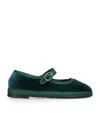 Flabelus Velvet Leonor Mary Janes In Green