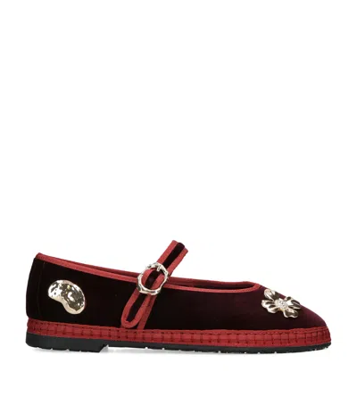 Flabelus Velvet Mae Pierre Mary Jane Flats In Multi