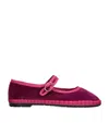 Flabelus Womens Fuchsia Nomi Single-strap Cotton Mary Jane Flats In Pink