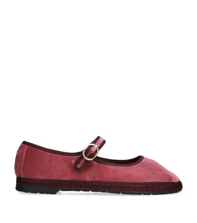 Flabelus Velvet O'brien Mary Jane Flats In Pink