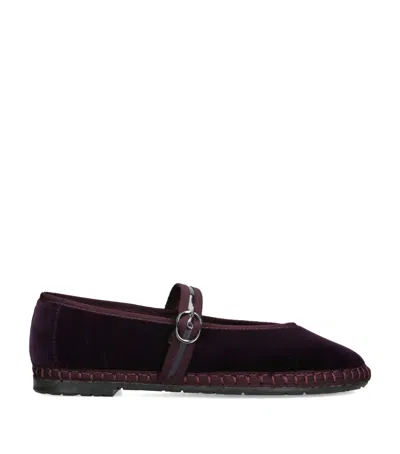 Flabelus Velvet Pierre Mary Janes In Burgundy