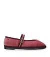 Flabelus Pierre Velvet Mary Jane Flats Burgundy In Burgundy