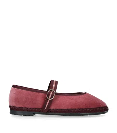Flabelus Velvet Pierre Mary Janes In Burgundy