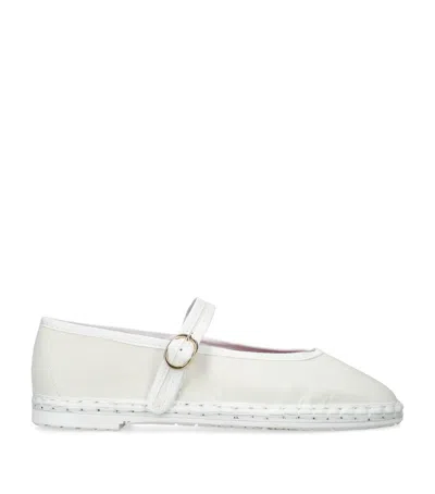 Flabelus Velvet Pierre Mary Janes In White