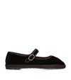 Flabelus Womens Dark Green Mafalda Scrunched-strap Cotton-velvet Ballet Flats In Black