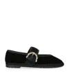 Flabelus Velvet Sophie Mary Janes In Black