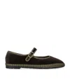 Flabelus Velvet Ulla Mary Janes In Brown