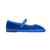 Flabelus Velvet-finish Buckle Ballet Flats In Blue