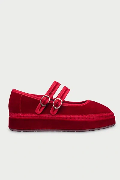 Flabelus Women's Claire Double Mary Janes Shoe In Maroon, Women's At Urban Outfitters In Red