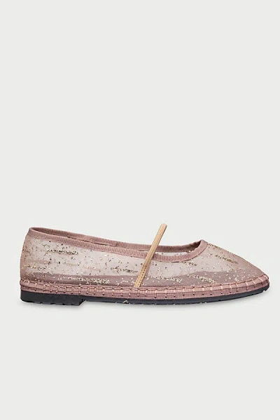 Flabelus Women's Glitter Mesh Celie Mary Janes Shoe In Gold, Women's At Urban Outfitters In Neutral