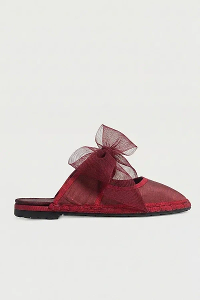 Flabelus Women's Mesh Bow Cinna Mary Janes Shoe In Maroon, Women's At Urban Outfitters In Burgundy