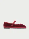 Flabelus Womens Wine Lucrecia Single-strap Cotton Mary Jane Flats In Red