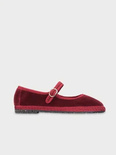 Flabelus Womens Wine Lucrecia Single-strap Cotton Mary Jane Flats