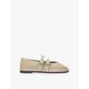 Flabelus Womens Beige Comb Claire Linen Mary-jane Flats Eur 37 / 4 Uk In Multi