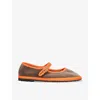 Flabelus Velvet Cora Mary Janes In Beige