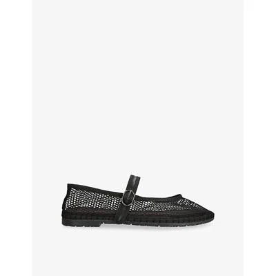 FLABELUS WOMENS BLACK ISABELLA MESH BALLET FLATS EUR 37 / 4 UK