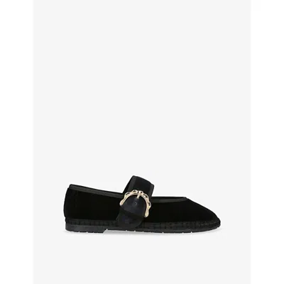 Flabelus Womens Black Sophie Velvet Ballet Flats Eur 42/ 9 Uk