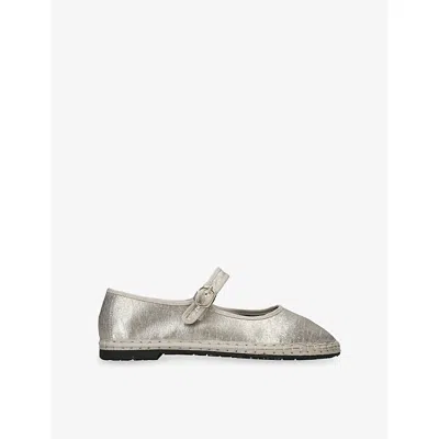 Flabelus Womens Champagne Flor Leather Mary-jane Flats Eur 41 / 8 Uk In Silver