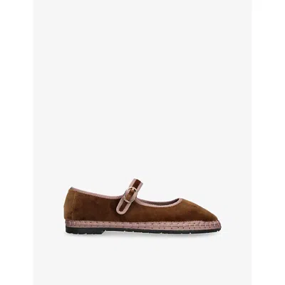 Flabelus Womens Brown/oth Balthasar Cotton-velvet Ballet Flats Eur 40 / 7 Uk