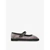 Flabelus Womens  Brida Contrast-piping Cotton-velvet Ballet Flats In Grey/p.cmb