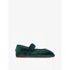 Flabelus Womens Dark Green Mafalda Scrunched-strap Cotton-velvet Ballet Flats In Dark Green