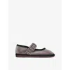 Flabelus Womens  Mafalda Scrunched-strap Cotton-velvet Ballet Flats In Grey/m.cmb