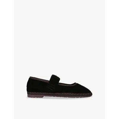 FLABELUS WOMENS FLABELUS MAFALDA SETHE RUCHED-STRAP VELVET MARY JANE FLATS