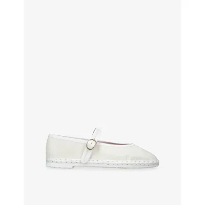 Flabelus Womens  Pierre Woven Mary Jane Flats In White