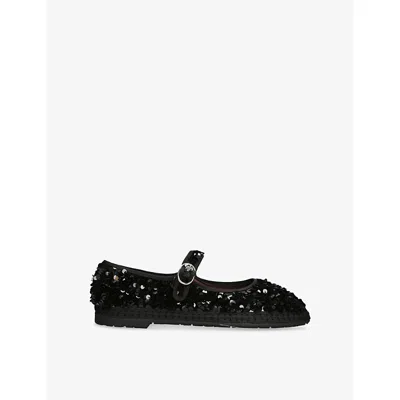 Flabelus Womens  The Little Prince Sequin-embellished Mary-jane Shoes In Black