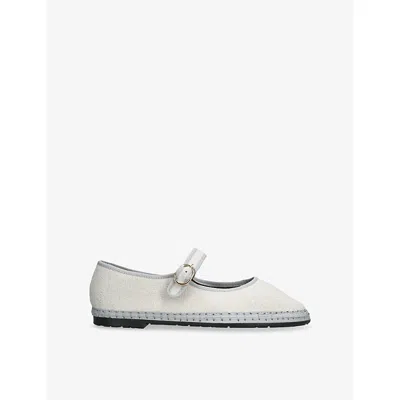 Flabelus Womens Grey/p.cmb Dalloway Linen Ballet Flats Eur 38/5 Uk In Gray