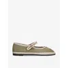 Flabelus Womens Khaki Ishmael Single-strap Linen Mary Jane Flats In Khaki