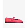 Flabelus Linen Mary Jane Flat In Barbara, Women's At Urban Outfitters In Pink