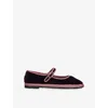 Flabelus Velvet Randle Mary Jane Flats In Purple