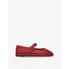 Flabelus Womens Red Vivian Silk Mary Jane Flats In Red