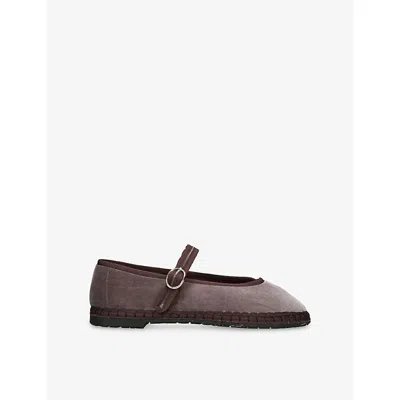 Flabelus Womens Taupe Comb Pierre Cotton-velvet Ballet Flats Eur 38/5 Uk In Brown