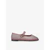 Flabelus Womens Taupe Comb Sula Silk Mary Jane Flats In Taupe Comb