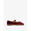 Flabelus Womens Wine Comb Tybalt Velvet Mary-jane Flats Eur 36 / 3 Uk In Brown