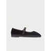 Flabelus Womens Dark Green Mafalda Scrunched-strap Cotton-velvet Ballet Flats