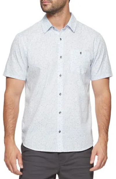 Flag And Anthem Airbright Floral Short Sleeve Cotton Button-up Shirt In Light Blue/white