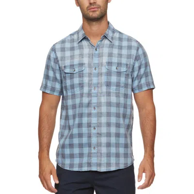 Flag And Anthem Cabot Gingham Print Short Sleeve Shirt In Blue/black