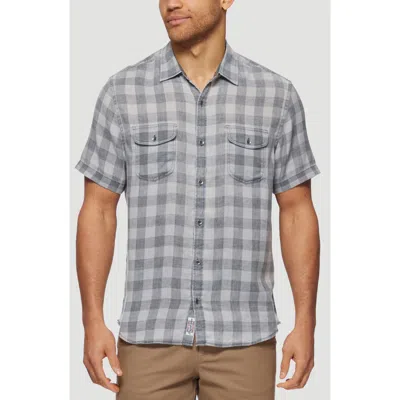 Flag And Anthem Cabot Gingham Print Short Sleeve Shirt In Grey/charcoal