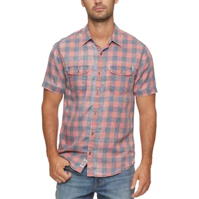 Flag And Anthem Cabot Gingham Print Short Sleeve Shirt In Red/black