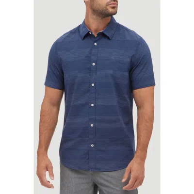 Flag And Anthem Duncanville Dobby Stripe Cotton Shirt In Navy