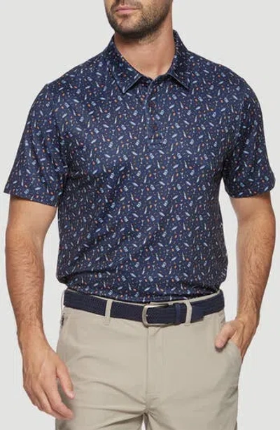 Flag And Anthem Parma Drink Print Performance Polo In Navy Combo