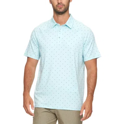 Flag And Anthem Wheaton Dot Stripe Performance Polo In Aqua Heather