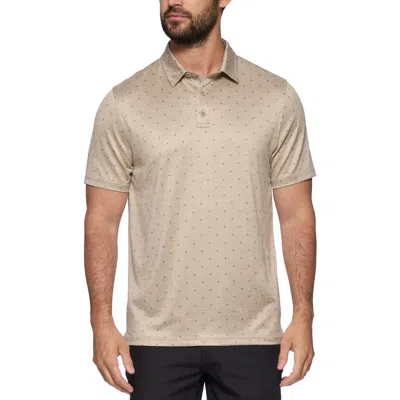 Flag And Anthem Wheaton Dot Stripe Performance Polo In Oatmeal Heather