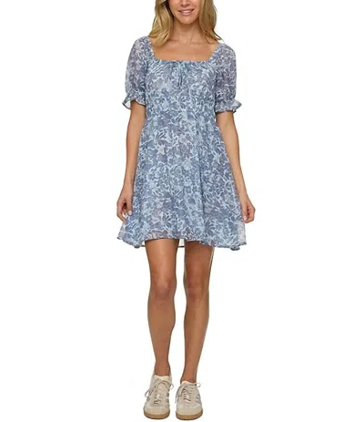Flags & Anthem Aubrey Short Sleeve Tie Front Mini Dress In Blue
