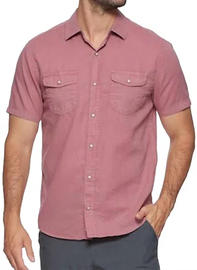 Flags & Anthem Avalon Ss Garment-dyed Linen Shirt In Mauve In Multi