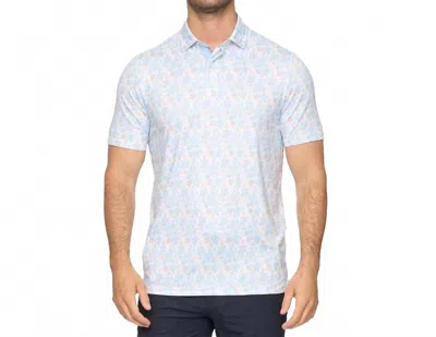 Flags & Anthem Berryville Short Sleeve Floral Print Performance Polo Top In White/light Blue/coral In Multi