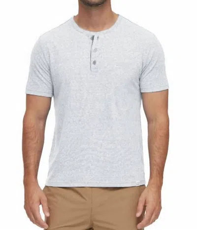Flags & Anthem Biscoe Ss Snowy Stripe Henley Shirt In Light Grey